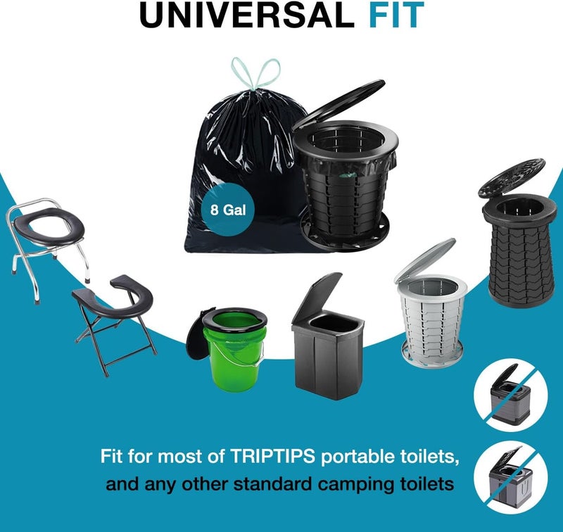 TRIPTIPS Portable Toilet Bags Drawstring Camping Toilet Bags Toilet Waste Bags Leak-Proof Toilet Liners, Trash Bags for Camping, Hiking, Traveling - Image 5